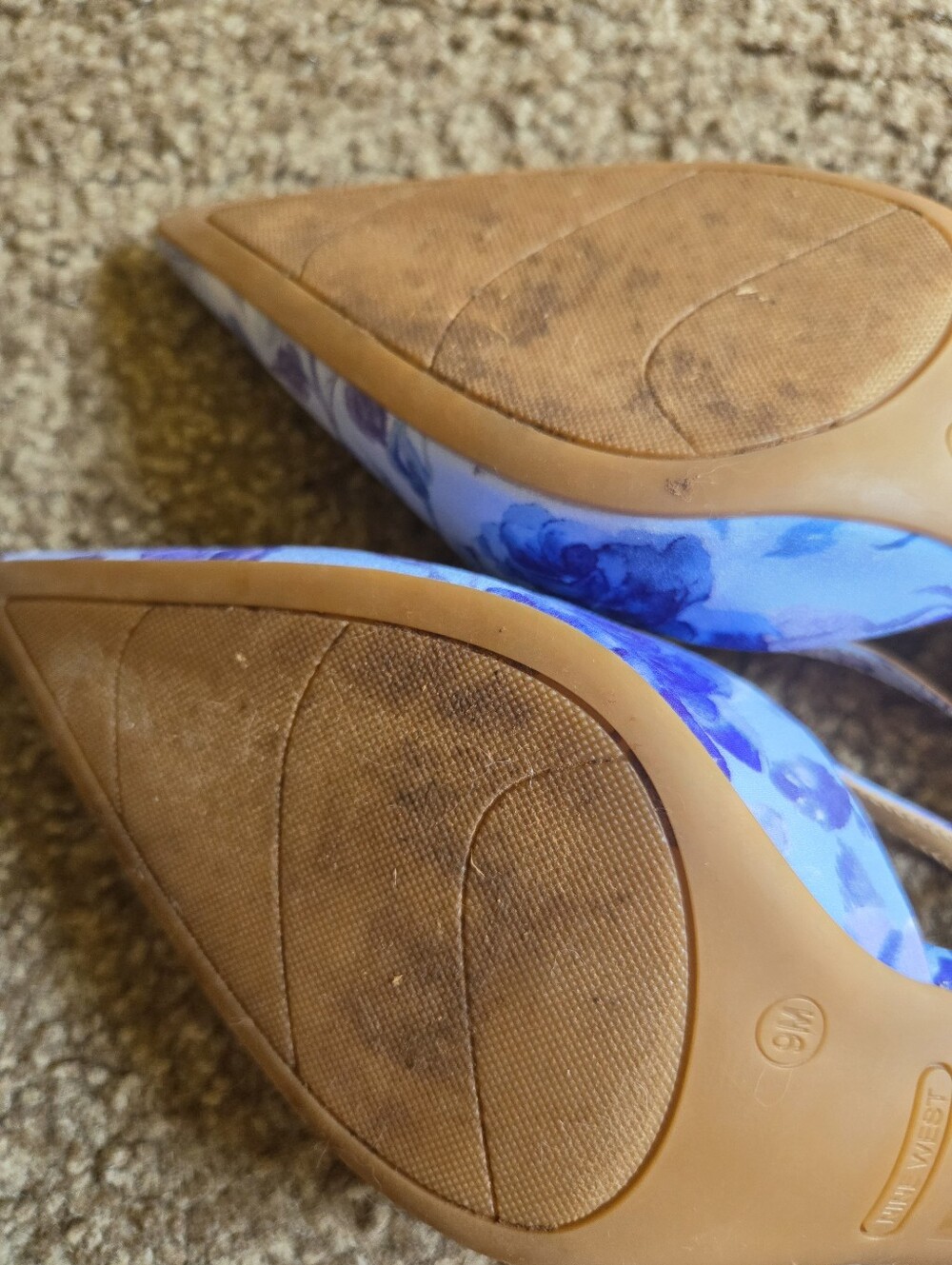Nine West Perywinkle and Navy Floral Pointed Slingback Heels - Picture 6 of 6